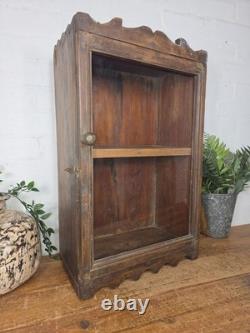 Vintage Indian Colonial Wooden Glazed Shop Display Bathroom Kitchen Wall Cabinet