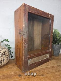 Vintage Indian Colonial Wooden Glazed Shop Display Bathroom Kitchen Wall Cabinet