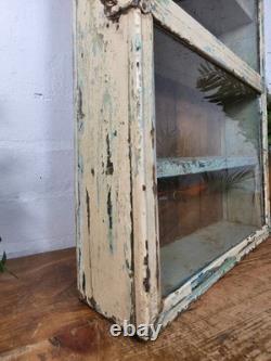 Vintage Indian Colonial Wooden Glazed Shop Display Bathroom Kitchen Wall Cabinet