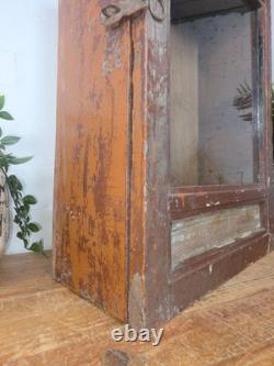 Vintage Indian Colonial Wooden Glazed Shop Display Bathroom Kitchen Wall Cabinet