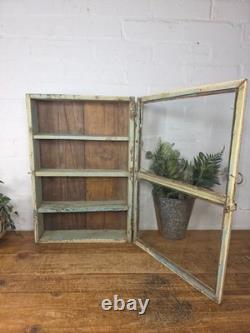 Vintage Indian Colonial Wooden Glazed Shop Display Bathroom Kitchen Wall Cabinet