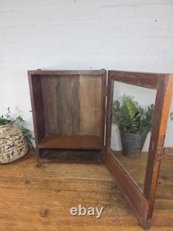Vintage Indian Colonial Wooden Glazed Shop Display Bathroom Kitchen Wall Cabinet
