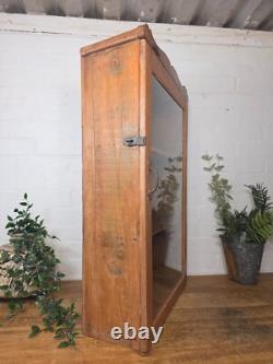 Vintage Indian Colonial Wooden Glazed Shop Display Bathroom Kitchen Wall Cabinet