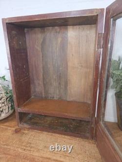 Vintage Indian Colonial Wooden Glazed Shop Display Bathroom Kitchen Wall Cabinet