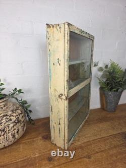 Vintage Indian Colonial Wooden Glazed Shop Display Bathroom Kitchen Wall Cabinet
