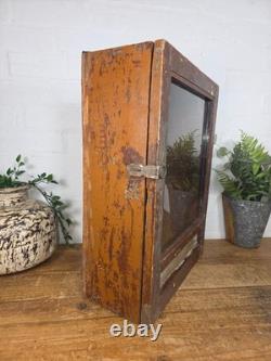 Vintage Indian Colonial Wooden Glazed Shop Display Bathroom Kitchen Wall Cabinet