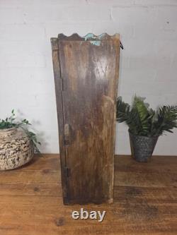 Vintage Indian Colonial Wooden Glazed Shop Display Bathroom Kitchen Wall Cabinet