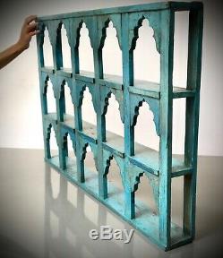 Vintage Indian Furniture. Large Mughal Arch Display / Shelving Unit. Turquoise