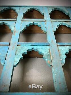 Vintage Indian Furniture. Large Mughal Arch Display / Shelving Unit. Turquoise