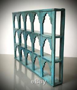 Vintage Indian Furniture. Large Mughal Arch Display / Shelving Unit. Turquoise