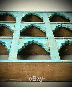 Vintage Indian Furniture. Large Mughal Arch Display / Shelving Unit. Turquoise