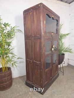 Vintage Indian Glazed Colonial Wooden Kitchen Bathroom Drinks Display Cabinet