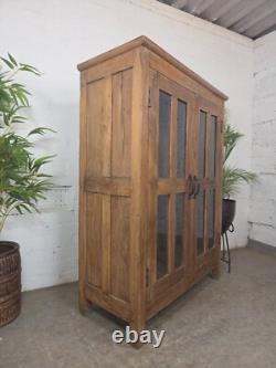 Vintage Indian Glazed Colonial Wooden Kitchen Bathroom Drinks Display Cabinet