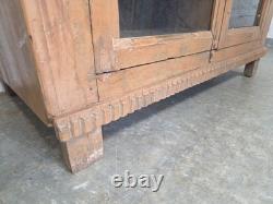 Vintage Indian Hardwood Glazed Colonial Wooden Kitchen Drinks Display Cabinet