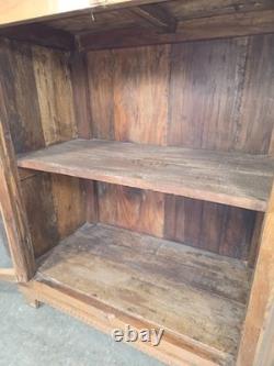 Vintage Indian Hardwood Glazed Colonial Wooden Kitchen Drinks Display Cabinet