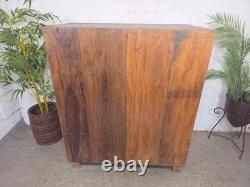 Vintage Indian Hardwood Glazed Colonial Wooden Kitchen Drinks Display Cabinet
