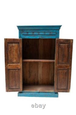 Vintage Indian Reclaimed Wooden Hand Carved Kitchen Storage Cupboard Wardrobe