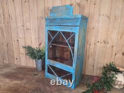 Vintage Indian Wooden Glazed Display Bathroom Kitchen Herb Spice Wall Cabinet