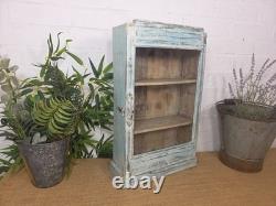 Vintage Indian Wooden Glazed Display Hallway Kitchen Wall Cabinet Key Spice Rack