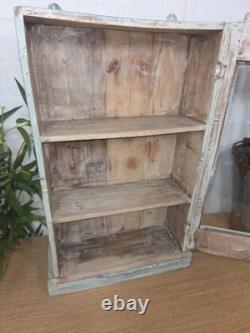 Vintage Indian Wooden Glazed Display Hallway Kitchen Wall Cabinet Key Spice Rack