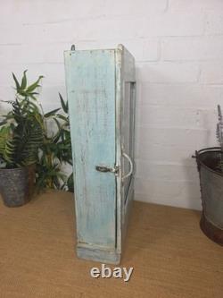 Vintage Indian Wooden Glazed Display Hallway Kitchen Wall Cabinet Key Spice Rack