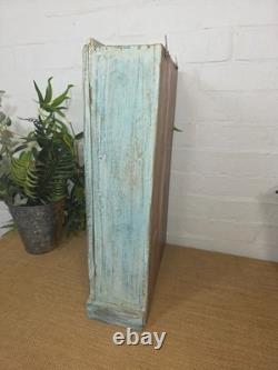 Vintage Indian Wooden Glazed Display Hallway Kitchen Wall Cabinet Key Spice Rack