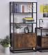 Vintage Industrial Bookcase Large Rustic Shelf Tall Side Cabinet Display Storage