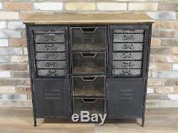 Vintage Industrial Cabinet with Drawers and doors Retro style Storage Chest