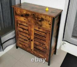 Vintage Industrial Cupboard Cabinet Rustic Side Table Sideboard Storage Unit