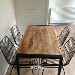 Vintage Industrial Dining Table Large Rustic Metal Wooden Kitchen Dining Table