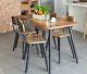 Vintage Industrial Dining Table Solid Rustic Wood Small Furniture Metal Kitchen
