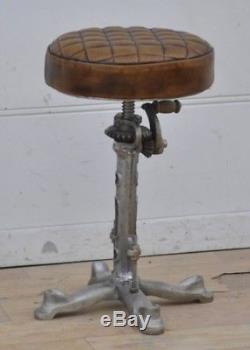 Vintage Industrial Leather Breakfast Bar stool Adjustable Kitchen Chair Retro