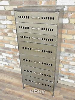 Vintage Industrial Metal Cabinet with 7 Draw Retro style Storage Furniture 4344