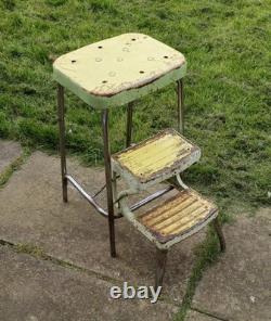 Vintage Industrial Metal Step Stool Retro Kitsch