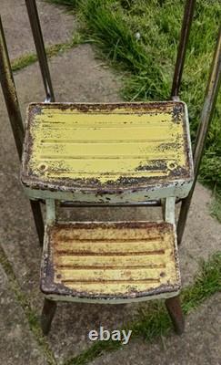 Vintage Industrial Metal Step Stool Retro Kitsch