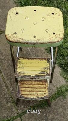 Vintage Industrial Metal Step Stool Retro Kitsch