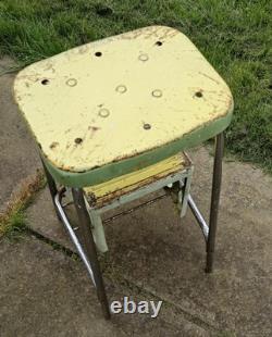 Vintage Industrial Metal Step Stool Retro Kitsch