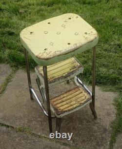 Vintage Industrial Metal Step Stool Retro Kitsch