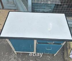 Vintage Industrial Retro Metal kitchen Cabinet Larder Cupboard Enamel Top Kitch