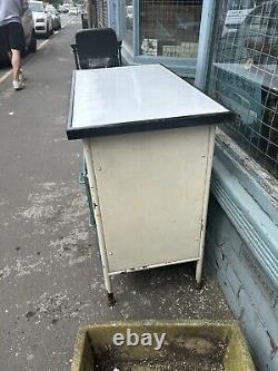 Vintage Industrial Retro Metal kitchen Cabinet Larder Cupboard Enamel Top Kitch