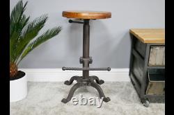 Vintage Industrial Seat/Bar Stool Reclaimed Wood Height Adjustable Stool 2218