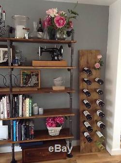 Vintage Industrial Shelves Gas Pipe Steel Frame Shelving with Old Timber