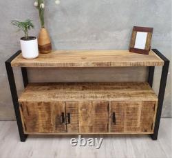 Vintage Industrial Sideboard Rustic Solid Wood Storage Cupboard Large Cabinet