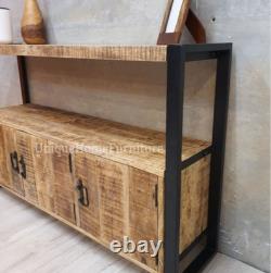 Vintage Industrial Sideboard Rustic Solid Wood Storage Cupboard Large Cabinet