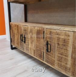 Vintage Industrial Sideboard Rustic Solid Wood Storage Cupboard Large Cabinet