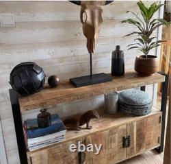 Vintage Industrial Sideboard Rustic Solid Wood Storage Cupboard Large Cabinet