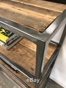Vintage Industrial Style Bookcase / Shelves Reclaimed Wood Metal Frame