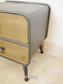 Vintage Industrial bedside 2 drawer urban vintage industrial cabinet