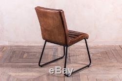 Vintage Inspired Leather Kitchen Dining Chair In Tan Or Clay