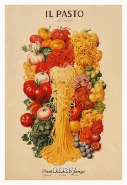 Vintage Italian Pasta Poster, Retro Kitchen Wall Art Print Decor